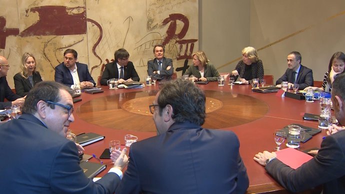 Reunió del Consell Executiu, amb A.Mas, J.Ortega I.Rigau