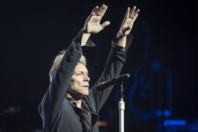 Jon Bon Jovi performs live on stage as Bon Jovi present songs from their new alb
