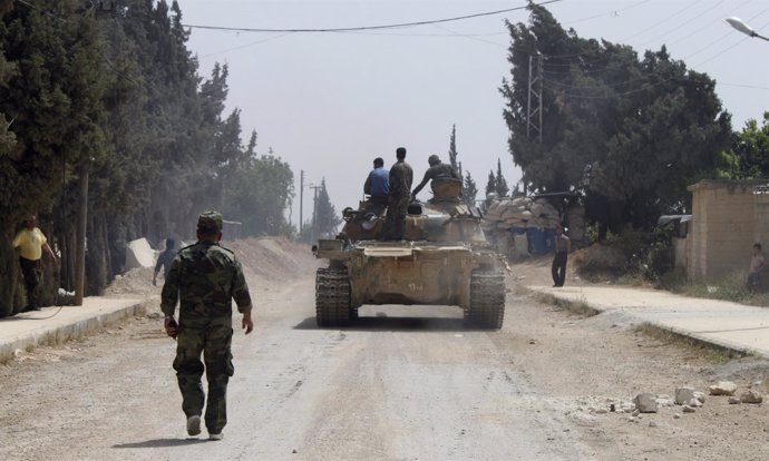 Ejército sirio cerca de la ciudad de Al Qusair, en una imagen de archivo
