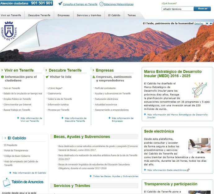 Portal web del Cabildo de Tenerife