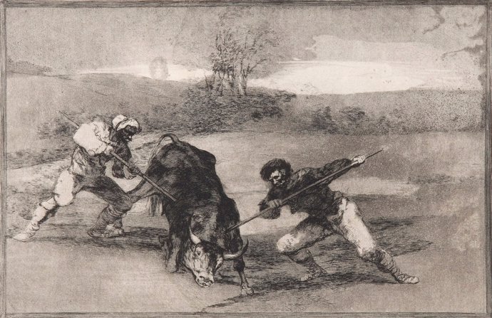 Uno de los grabados de la serie Tauromaquia, de Goya