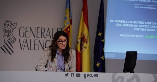 Mónica Oltra en la roda de premsa del ple del Consell