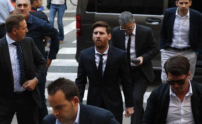Leo Messi a su llegada al juicio