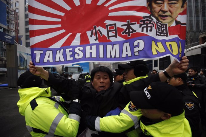Protesta por las disputadas islas Dokdo/Takeshima