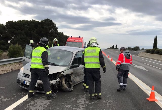 Salida de vía en la Autovía del Ebro en Tudela