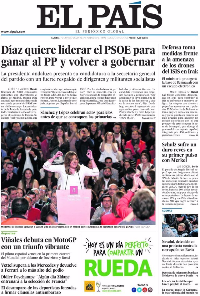 Portada de El País