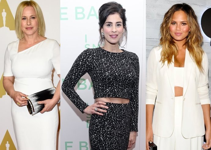Patricia Arquette, Sarah Silverman y Chrissy Teigen/ Getty