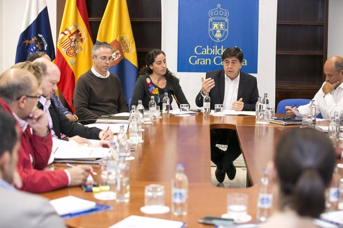 Hablando el consejero de Empleo del Cabildo de Gran Canaria, Gilberto Díaz