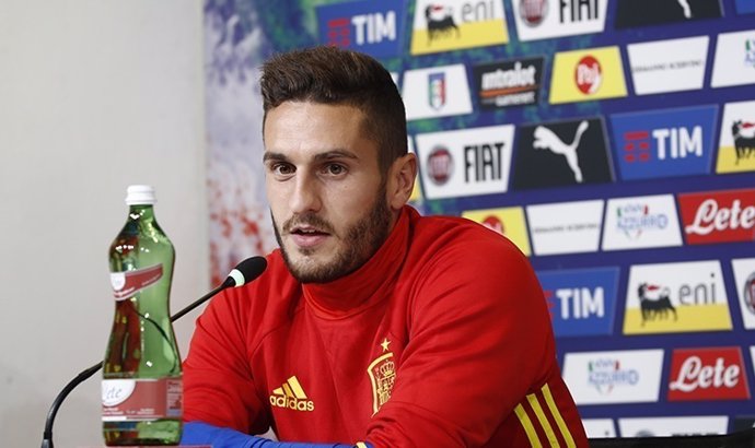 Jorge Resurrección 'Koke', en rueda de prensa con la selección española