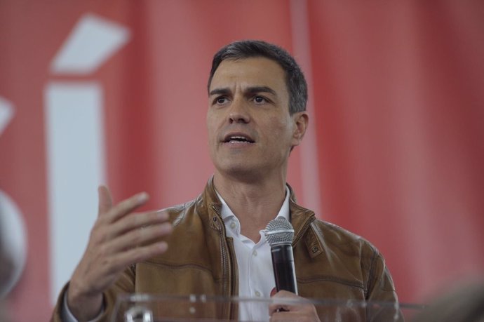 El candidato a las primarias del PSOE, Pedro Sánchez, en un acto