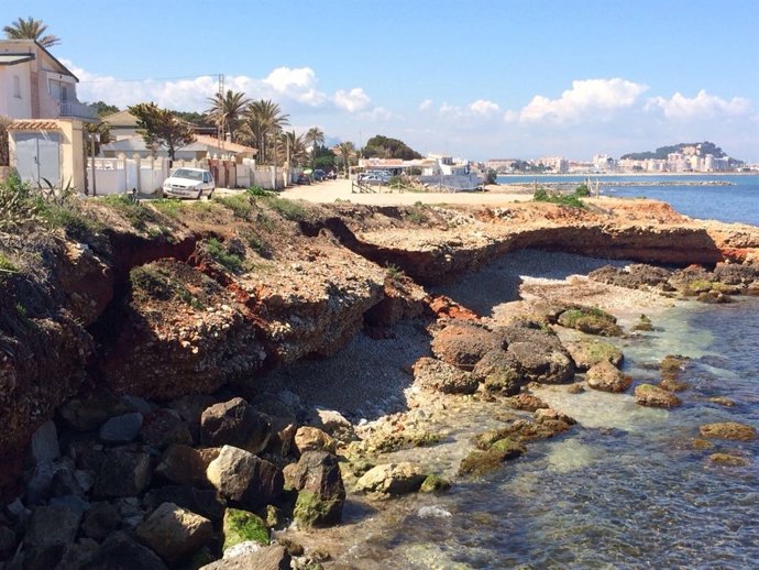 Imagen del desprendimiento en la playa de Les Rotes de Dénia