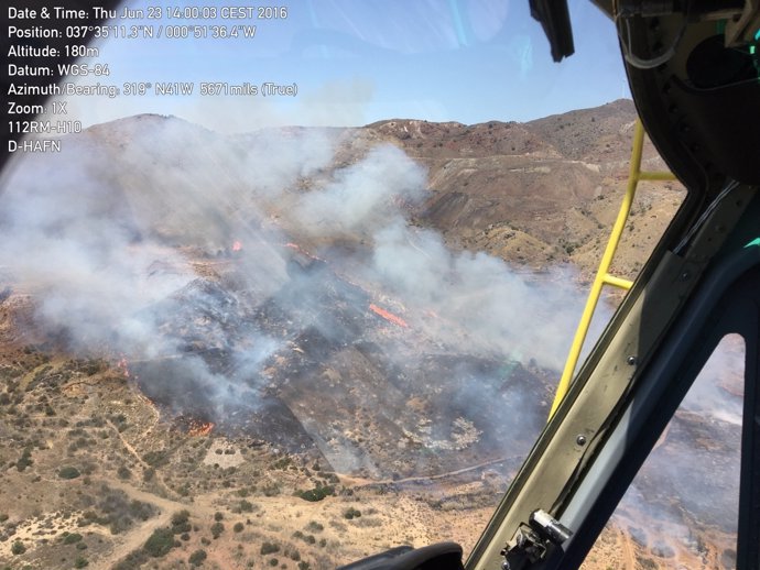Imágenes del incendio tomada desde helicóptero de la DGSCE 