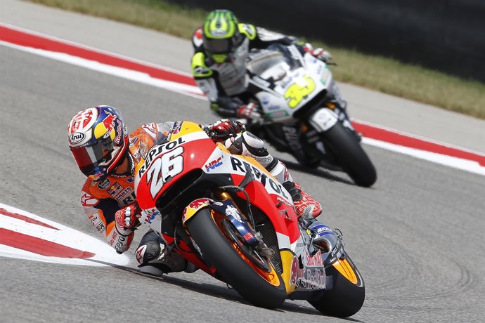 Dani Pedrosa seguido de Cal Crutchlow durante el GP de Las Americas