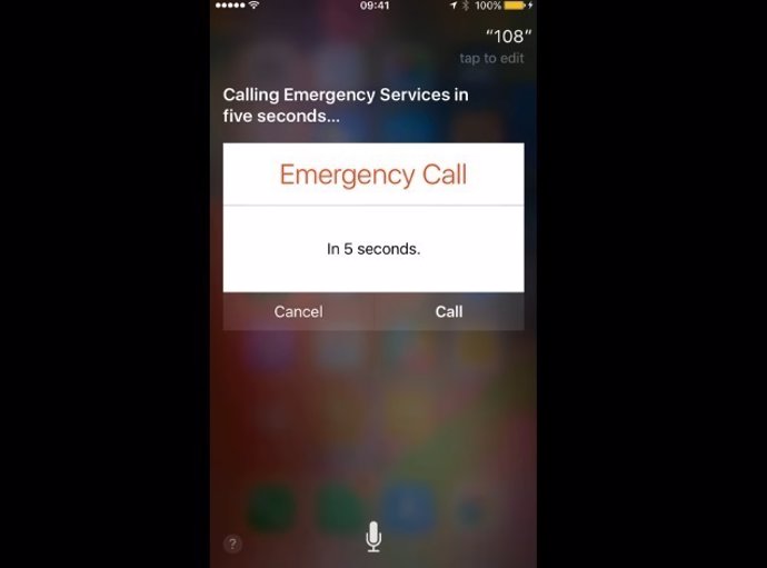 Siri llama al servicio de emergencias si le dices "108"