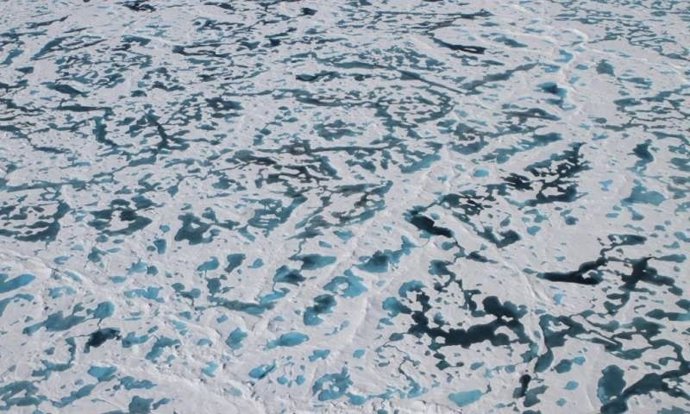 Hielo en fusión en la superficie del mar Ártico