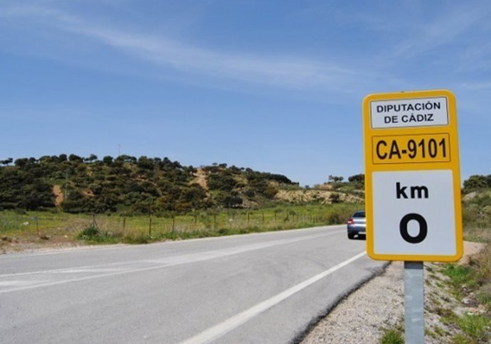 Señalización de carretera provincial en Cádiz