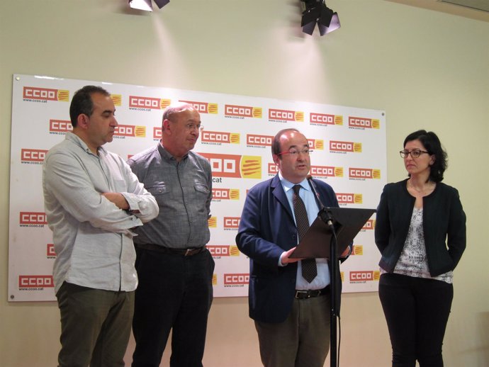 Javier Pacheco, Joan Carles Gallego (CC.OO.), Miquel Iceta, Eva Granados (PSC)