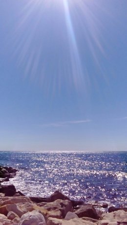 Playa, verano, poniente, sol