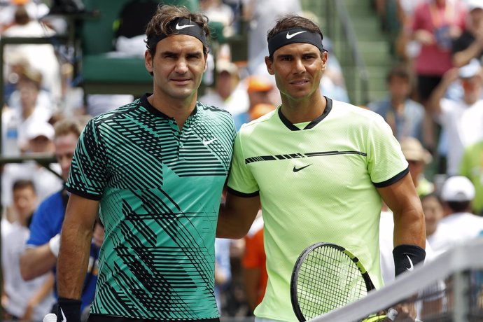 Roger Federer y Rafa Nadal en la final de Miami