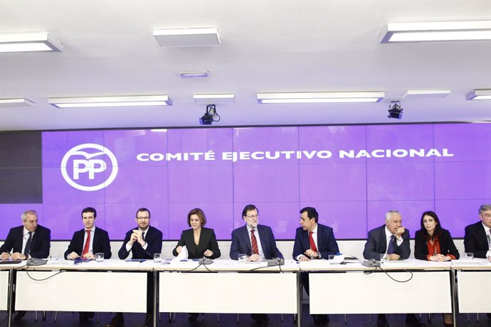 Rajoy preside el Comité Nacional Ejecutivo del PP en la sede del partido
