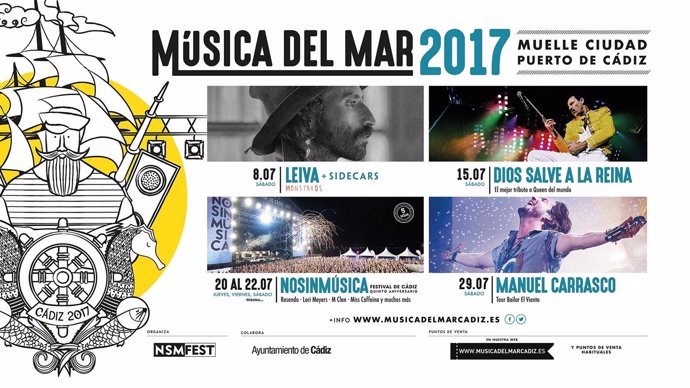 Cádiz acoge en julio en ciclo de conciertos 'Música del Mar'
