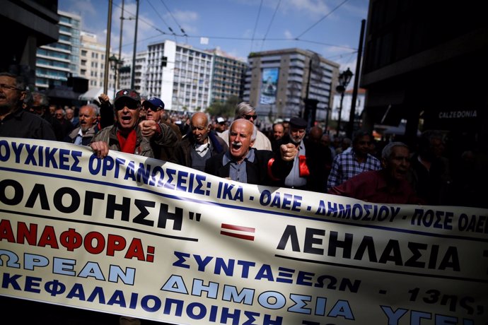 Manifestación de pensionistas en Atenas
