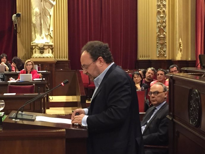El diputado del PSIB Damià Borràs durante el pleno del Parlament
