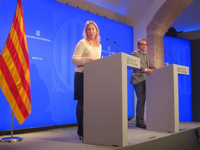 Los consellers Neus Munté y Josep Rull, en rueda de prensa del Consell Executiu
