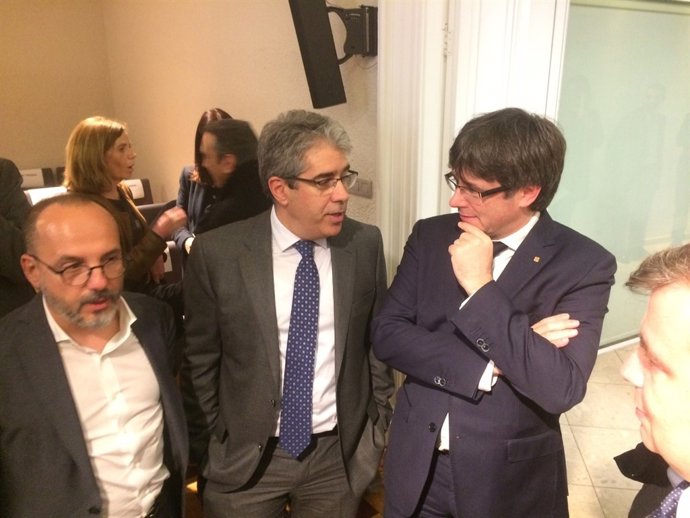 El president de la Generalitat C Puigdemont, C.Campuzano i F.Homs, PDeCAT 