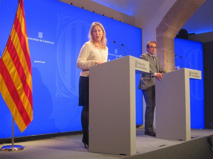 Els consellers Neus Munté i Josep Rull, en roda de premsa del Consell Executiu