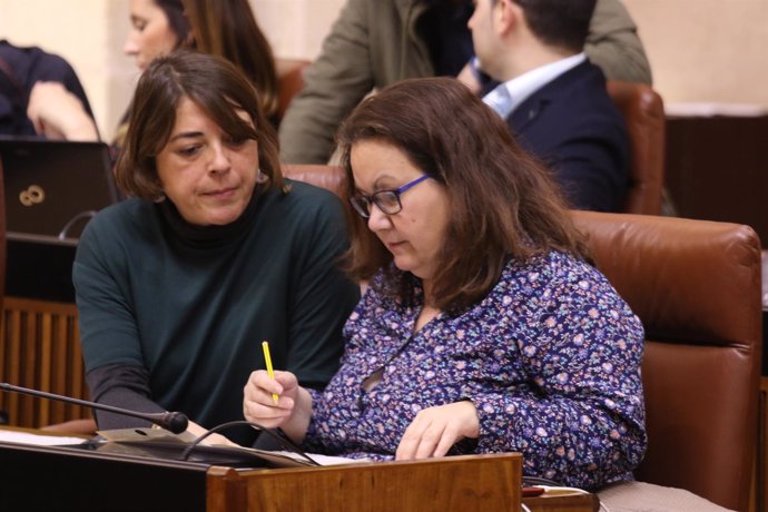 María del Carmen Prieto en el pasado Pleno, junto a Elena Cortés