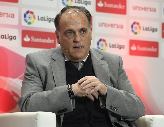 Javier Tebas, en un acto de LaLiga en el Calderón