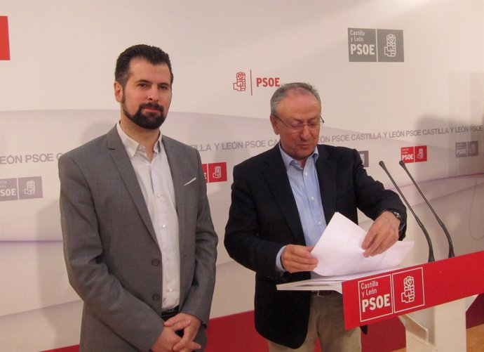 Tudanca y Álvarez en rueda de prensa en la sede regional del PSOE