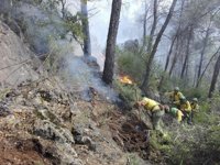 La orografía del terreno y la abundante vegetación complican extinción del incendio de Siles (Jaén)