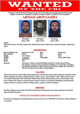 Cartel del FBI sobre Ahmad Abusamra, dirigente de Estado Islámico