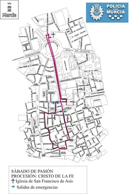 Itinerario procesión Cofradía de la Fe
