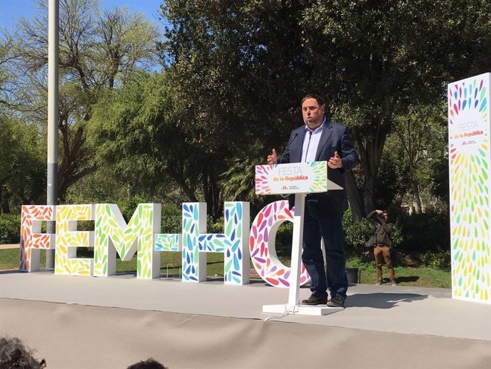 El vicepresident Oriol Junqueras en un acte d'ERC a Barcelona