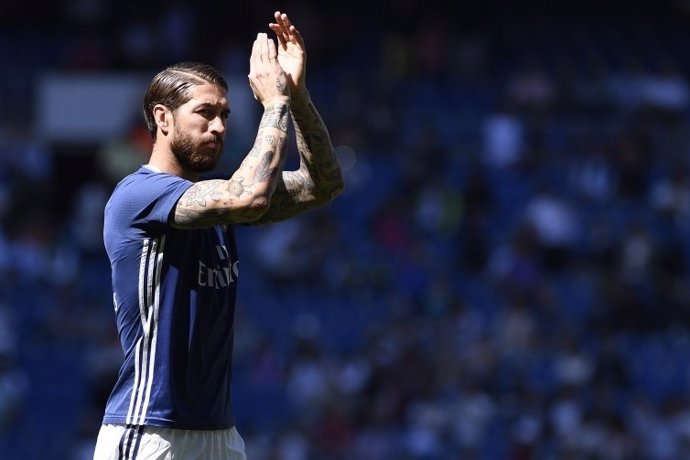 Sergio Ramos, capitán del Real Madrid, en un momento prepartido