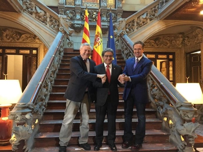 Dana Rohrabacher, Brian Higgins i Enric Millo a Barcelona