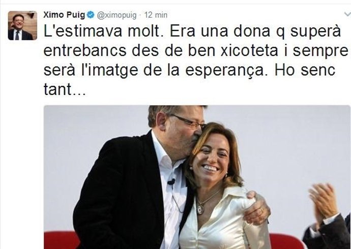 Ximo Puig lamenta la defunció de Chacón