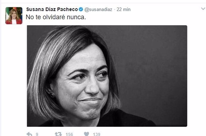 Tuit de Susana Díaz tras la muerte de Carmen Chacón