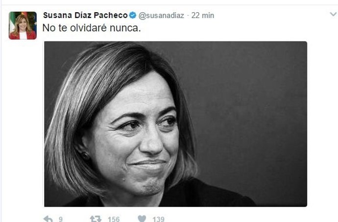 Tuit de Susana Díaz després de la mort de Carmen Chacón