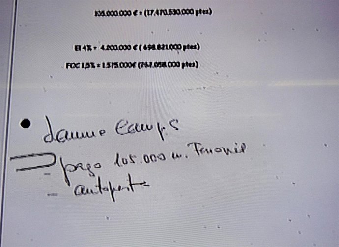 Hoja encontrada en el Palau con el nombre de Jaume Camps y el concepto 4%