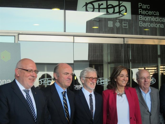 J.Baiget, L.De Guindos, I.Mattaj, C.Vela, J.Camí presentan sede EMBL          
