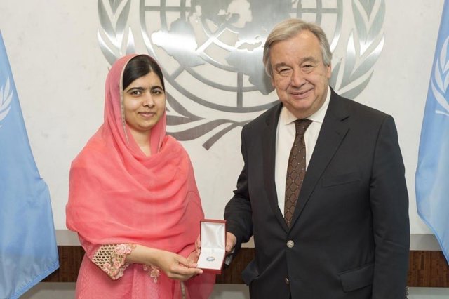 António nombra entrega a  Malala Yousafzai Mensajera de la Paz