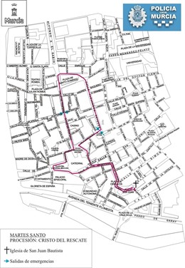 Itinerario procesión Martes Santo