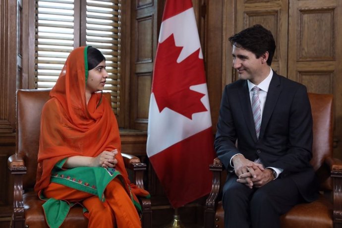 Malala Yousafzai y Justin Trudeau