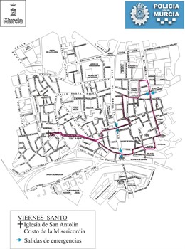 Itinerario procesión Misericordia Viernes Santo