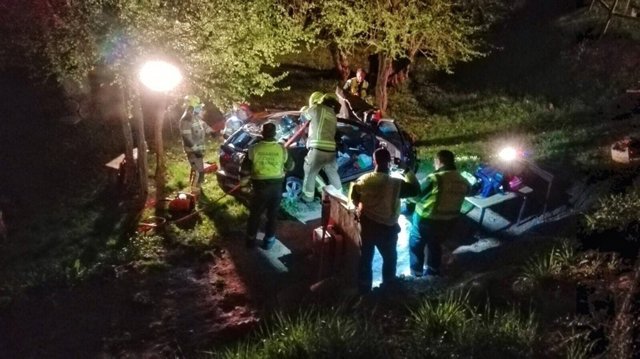 Imagen del accidente captada por los Bomberos de Logroño