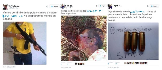 Imágenes de los tuits que recibió el activista